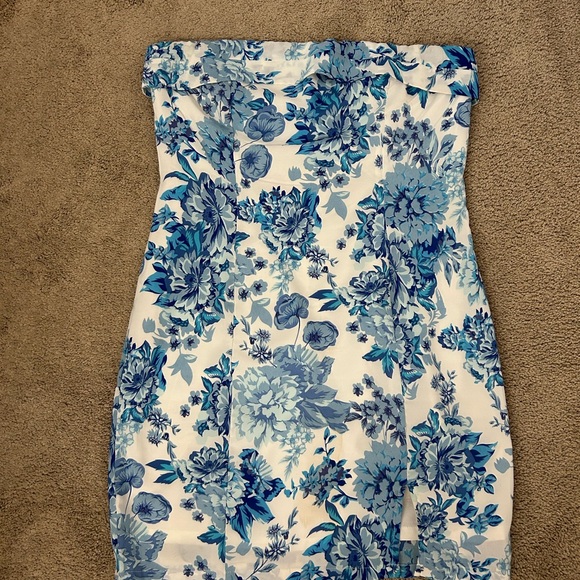 Floral Blue Mini Dress - Picture 1 of 7